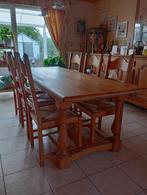 eettafel  met 6 stoelen in Franse eik, Huis en Inrichting, Gebruikt, 100 tot 150 cm, Eikenhout, 200 cm of meer