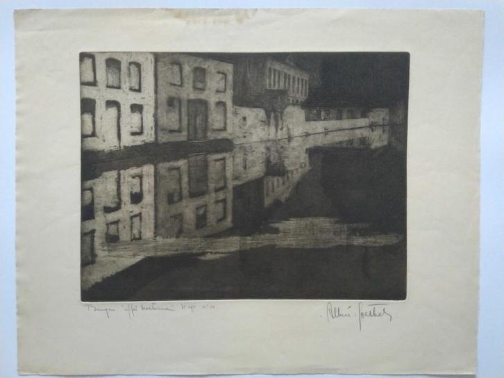 Gravure Albert Goethals, Antiquités & Art, Art | Eaux-fortes & Gravures, Envoi