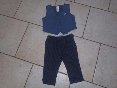 blauwe broek + mouwloos vest maat 74, Kinderen en Baby's, Babykleding | Maat 74, Zo goed als nieuw, Jongetje, Setje, Ophalen