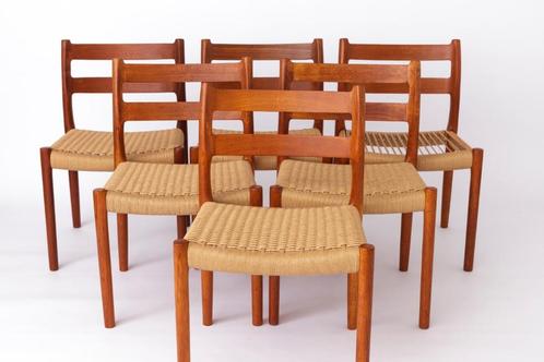 Set van 6 Niels Otto Møller #84 Teakhouten Eetkamerstoelen, Huis en Inrichting, Stoelen, Ophalen of Verzenden