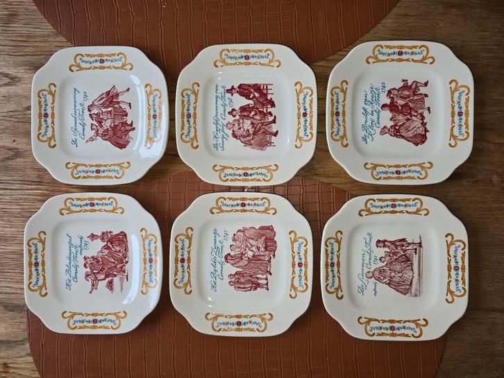 Boch La Louviére 6 X schilder Cornelis Troost 60/70's, Antiek en Kunst, Antiek | Keramiek en Aardewerk, Ophalen of Verzenden