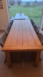 Prachtige zware robuuste grote eettafel met stoelen., Huis en Inrichting, Ophalen of Verzenden, Zo goed als nieuw