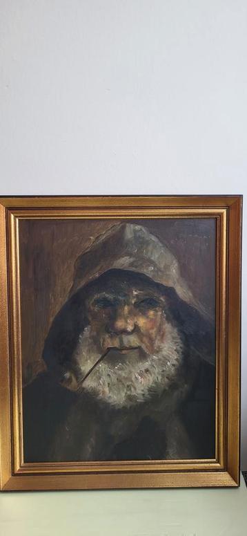 Schilderij olieverf man met pijp, Enlèvement ou Envoi