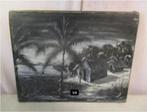 Mooi Geschilderd Werk 'Afrikaans Dorpje bij Nacht' - 57x47, Antiek en Kunst, Ophalen of Verzenden