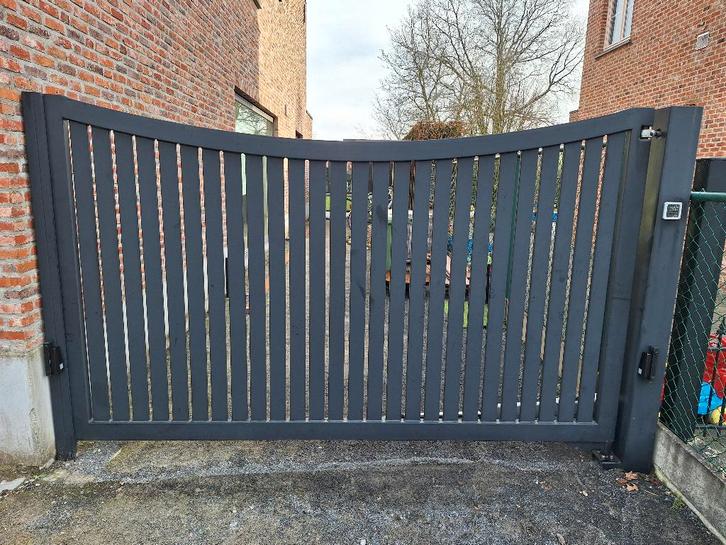 Metalen poort met FACC motor, Tuin en Terras, Tuinpoorten, Gebruikt, Staal, 150 tot 200 cm, 200 cm of meer, Ophalen
