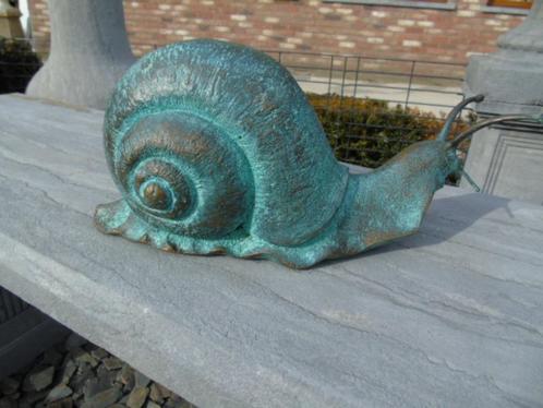beeld van een grote slak in gepatineerd brons... XXL!, Tuin en Terras, Tuinbeelden, Nieuw, Dierenbeeld, Overige materialen, Ophalen of Verzenden