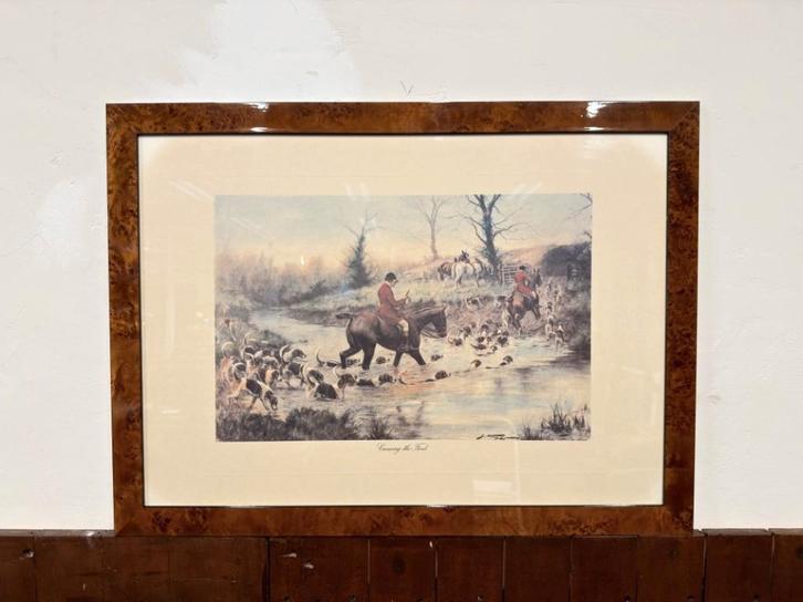 Klassieke Engelse prent in notenhouten lijst, Antiquités & Art, Antiquités | Bureau & Affaires, Enlèvement