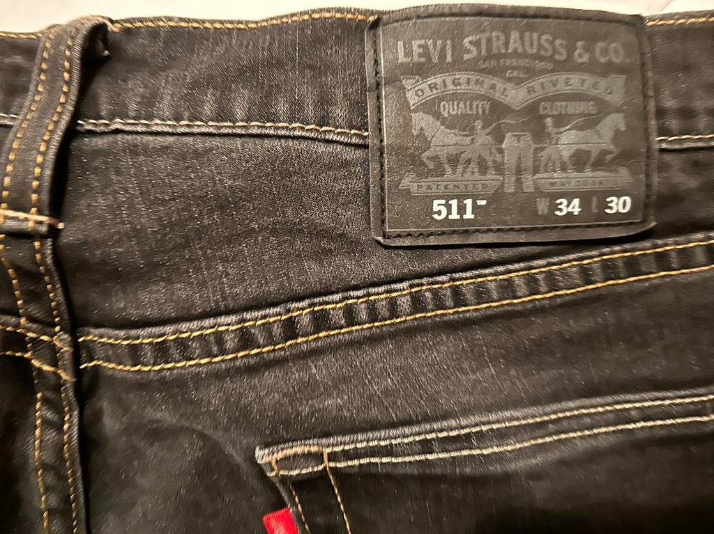 511 Levi’s jeans heren maat 34/30 zwart/grijs, Ophalen of Verzenden, Zo goed als nieuw, Grijs