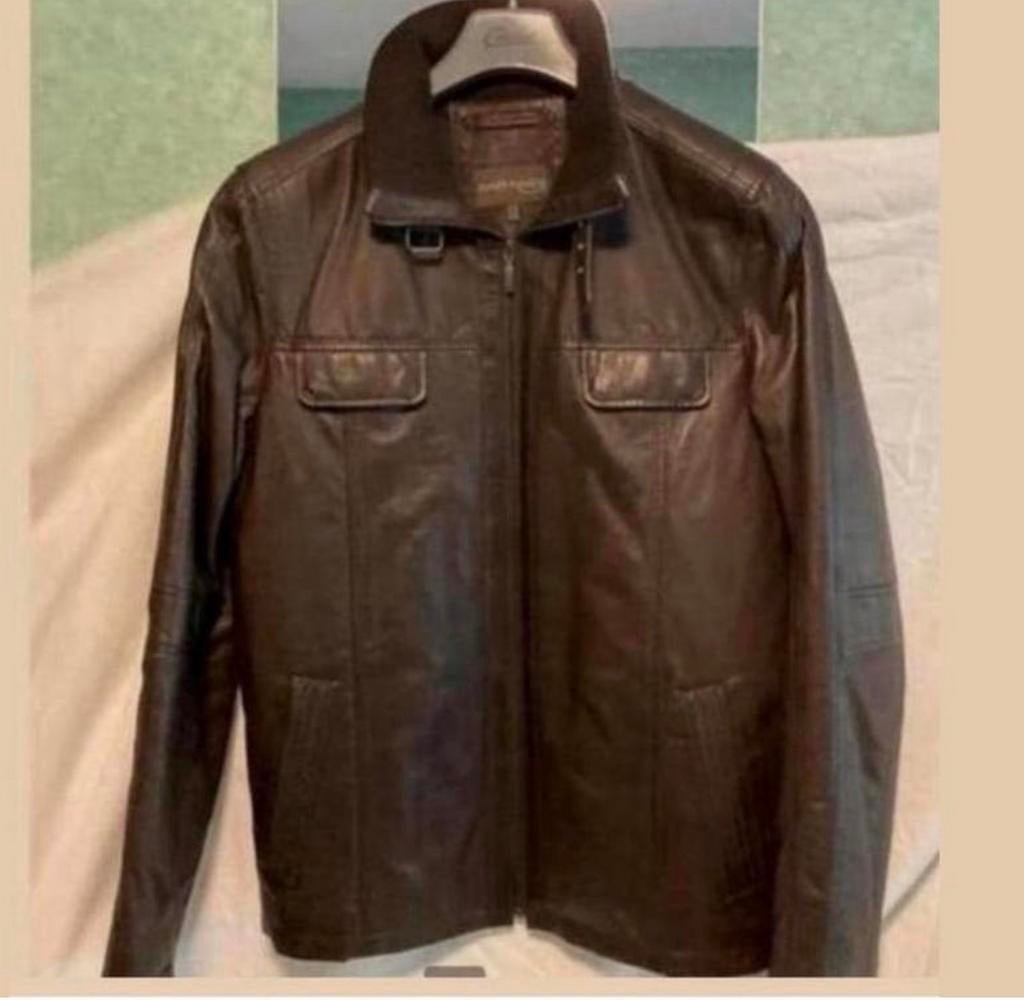 Herenjas leder., Kleding | Heren, Jassen | Zomer, Ophalen, Zo goed als nieuw, Maat 52/54 (L), Bruin