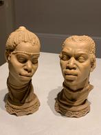 Vintage 2 Afrikaanse bustes  2 zware beelden, Ophalen of Verzenden, Zo goed als nieuw