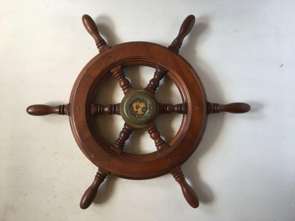 Roer scheepsroer in hout Dia 61 cm, Collections, Marine, Utilisé, Ustensile, Bateau à moteur ou Voilier, Enlèvement ou Envoi