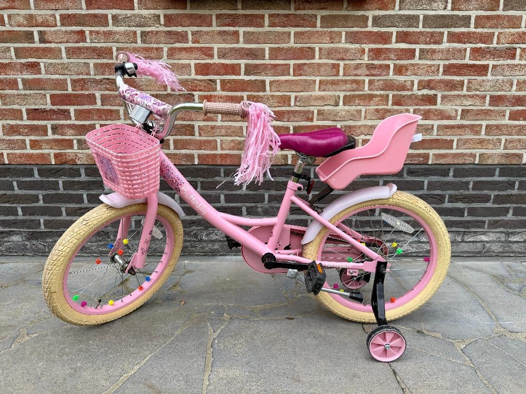 Vélo Nogan Butterfly 18 pouces rose pour fille (5-7a), Enlèvement, Utilisé, 18 pouces