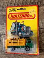 Matchbox Cattle Truck Groen/geel Paarse ramen ultra zeldzaam, Ophalen of Verzenden