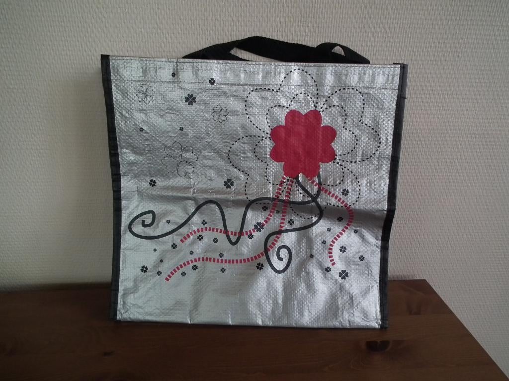 Sac de courses réutilisable (argenté, avec motifs) 35x33 cm, Envoi, Utilisé, Autres couleurs, Autres types