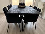 Spotprijs Mooie nette eettafel met 6 eetstoelen, Ophalen, Zo goed als nieuw, 4 tot 6 stoelen