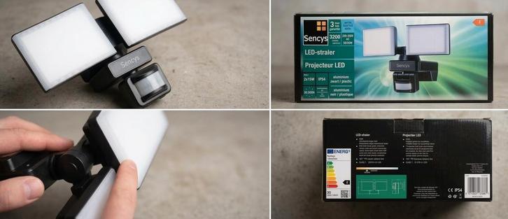 Projecteur LED double Sencys avec détecteur de mouvement N, Jardin & Terrasse, Éclairage extérieur, Aluminium, Détecteur de mouvement