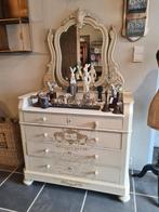 Commode met spiegel gerestyled met gouden transfer, Huis en Inrichting, Kasten | Ladekasten, Ophalen