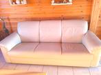 Beige leren 3-zitsbank, Ophalen, Leer