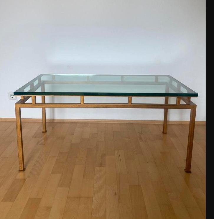 Mooie vintage salontafel bronskleurig / Hollywood Regency, Maison & Meubles, Tables | Tables de salon, Comme neuf, Enlèvement