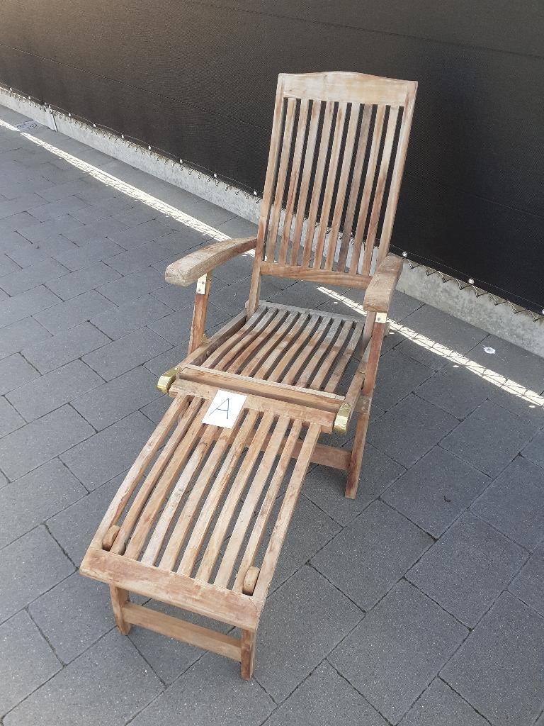 HOUTEN LIGZETELS TEAK, Tuin en Terras, Ophalen, Gebruikt, Teakhout, Verstelbaar