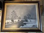 Winterlandschap schilderij –  P. Peelman (79 x 63 cm), Antiek en Kunst, Ophalen