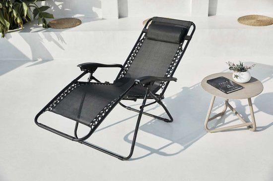 ligstoel feel-furniture-verstelbaar-zwart, Enlèvement, Comme neuf, Chaise de camping