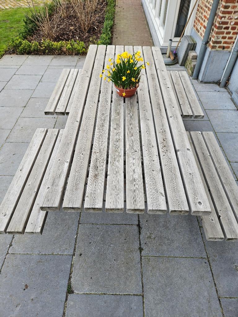 Picknicktafel, Tuin en Terras, Ophalen, Gebruikt, Rechthoekig, Hout