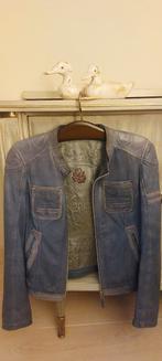 Lederen damesjack in de kleur blauw.Weinig gedragen., Vêtements | Femmes, Vestes | Été, Taille 36 (S), Giorgio, Enlèvement, Porté