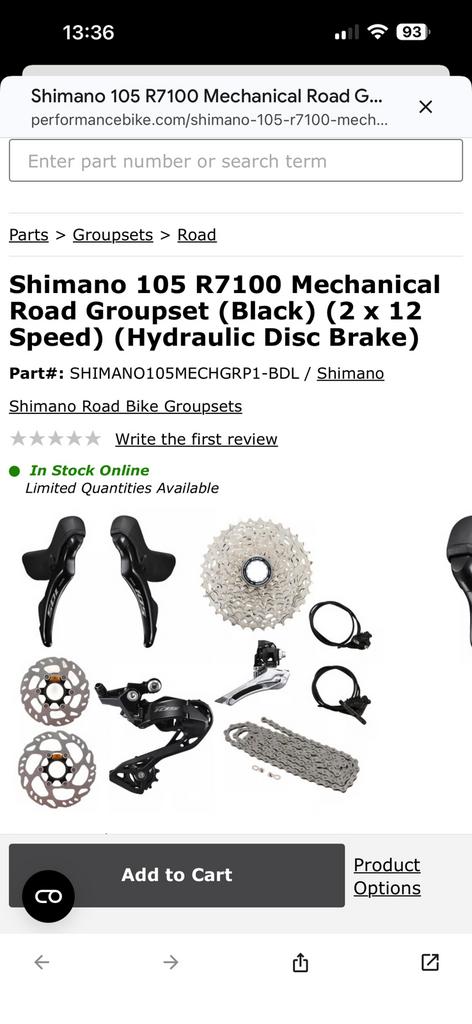 Shimano 105 groepset 12 speed nieuw inclusief schijven, Fietsen en Brommers, Ophalen of Verzenden, Nieuw