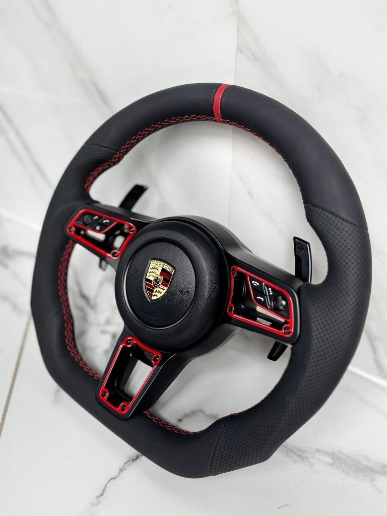 Porsche stuur rood leer sportief vlak upgrade, Ophalen of Verzenden, Nieuw, Porsche
