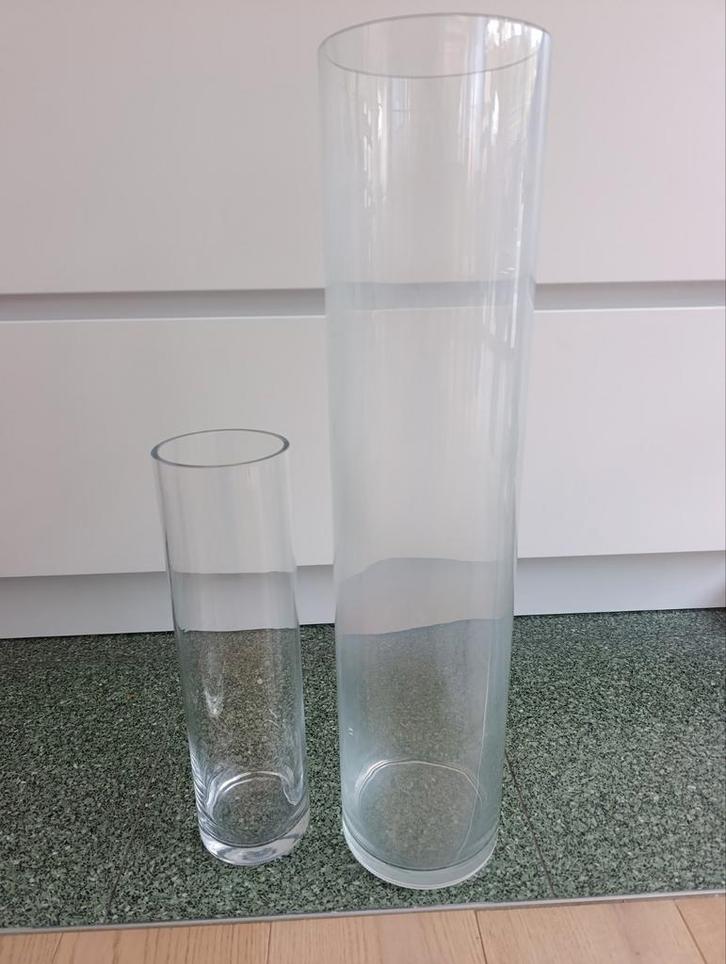 Lot de 2 grands vases (68.5cm-40cm), Maison & Meubles, Accessoires pour la Maison | Vases, Verre, Enlèvement