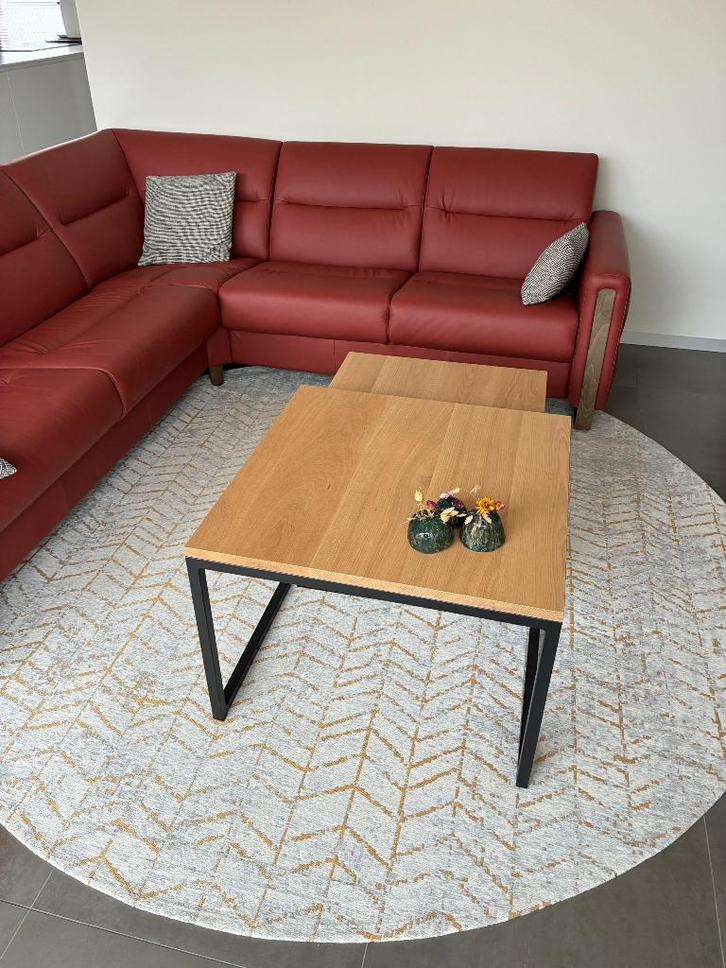 Salontafeltjes met massief eiken blad, Huis en Inrichting, Tafels | Salontafels, Zo goed als nieuw, Minder dan 50 cm, 50 tot 100 cm