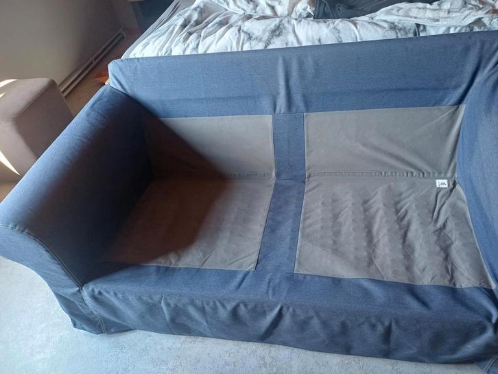 Mooie zetel 2zit blauw stof, Maison & Meubles, Canapés | Salons, Tissus, Enlèvement