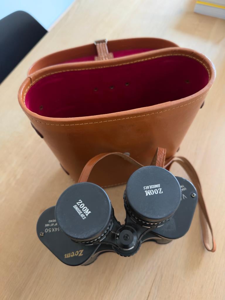 Verrekijker met 8-14x zoom, 50 mm objectief, Ophalen, Gebruikt, 12 tot 20x, Porro (met knik)