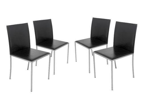 eetkamerstoelen Calligaris Italy 4x, Huis en Inrichting, Stoelen, Gebruikt, Vier, Kunststof, Leer, Metaal, Zwart, Ophalen