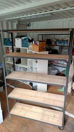 metalen rek met dikke houten planken, industrielook, Ophalen, Gebruikt