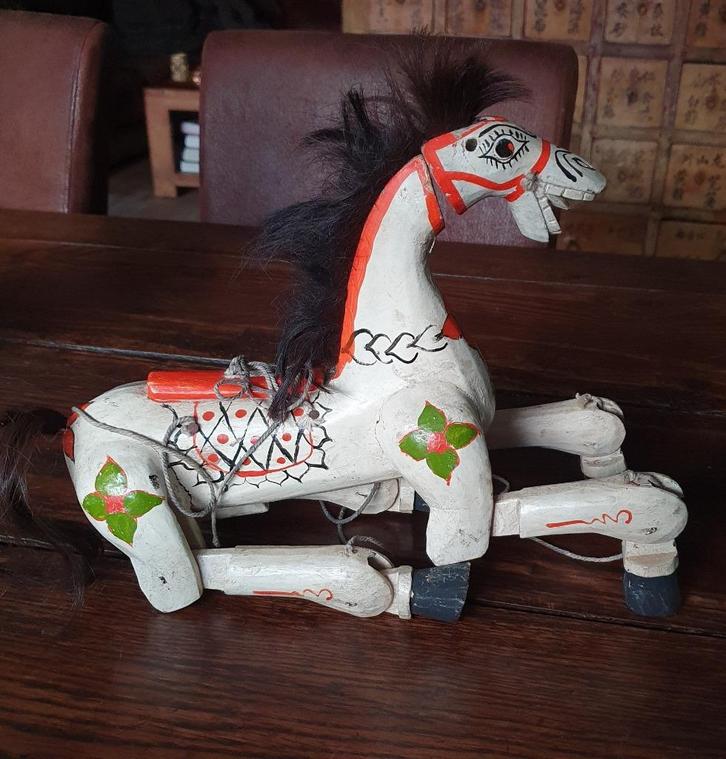 Handgemaakt houten marionet paard, Antiek en Kunst, Antiek | Speelgoed, Ophalen of Verzenden