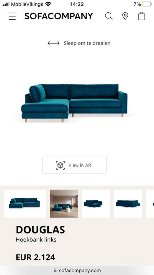 Sofacompany Douglas Petrol, Huis en Inrichting, Zetels | Zetels, Zo goed als nieuw, Hoekbank, Vierpersoons of meer, 250 tot 300 cm