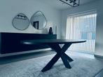 Eiken eettafel ovaal 240cm zwart!, Huis en Inrichting, Ophalen, Ovaal