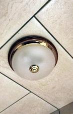 Koper Messing Plafondlamp/Plafonnière met glas, Ophalen of Verzenden, Zo goed als nieuw, Glas