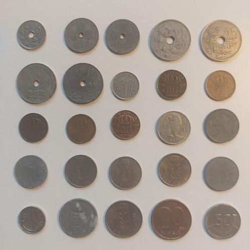 25 Belgische munten, 1914 - 1998, Postzegels en Munten, Munten | België, Losse munt, Metaal, Ophalen of Verzenden