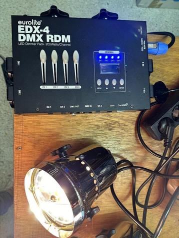 Eurolite EDX-4 DMX RDM LED dimmer pack met pinspots, Enlèvement, Comme neuf, Autres types