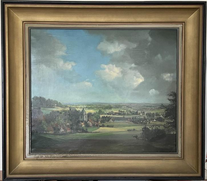 Schilderij "Zicht op Hekelgem" Frans Pereboom, Antiek en Kunst, Kunst | Schilderijen | Klassiek, Ophalen
