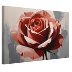 Rode roos met grijze achtergrond canvas 60x40cm - 18mm., Huis en Inrichting, Woonaccessoires | Wanddecoraties, Nieuw, Verzenden