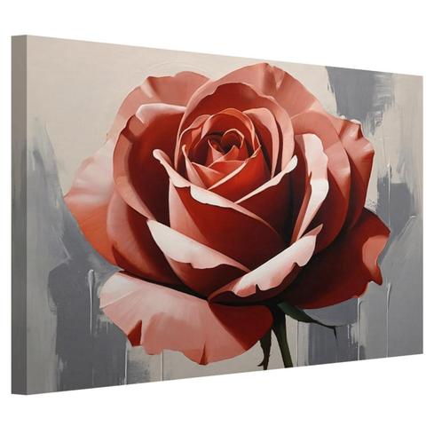 Toile rose rouge avec fond gris 60x40cm - 18mm., Maison & Meubles, Accessoires pour la Maison | Décorations murale, Neuf, Envoi