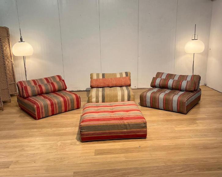 Roche Bobois Voyage Immobile Set + Hocker – Vintage Topstaat, Huis en Inrichting, Fauteuils, Zo goed als nieuw, Stof, 75 tot 100 cm