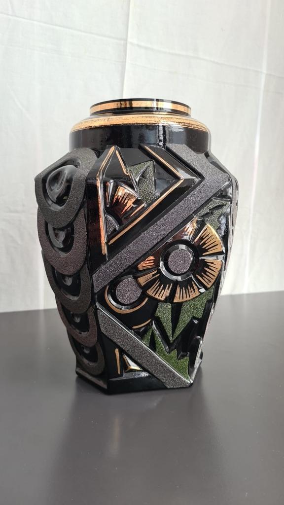 Henri Heemskerk Art Deco vaas, zwart hyalietglas, Scailmont, Antiek en Kunst, Antiek | Vazen, Ophalen of Verzenden