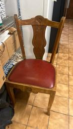 Antieke stoel leer met hout, Ophalen