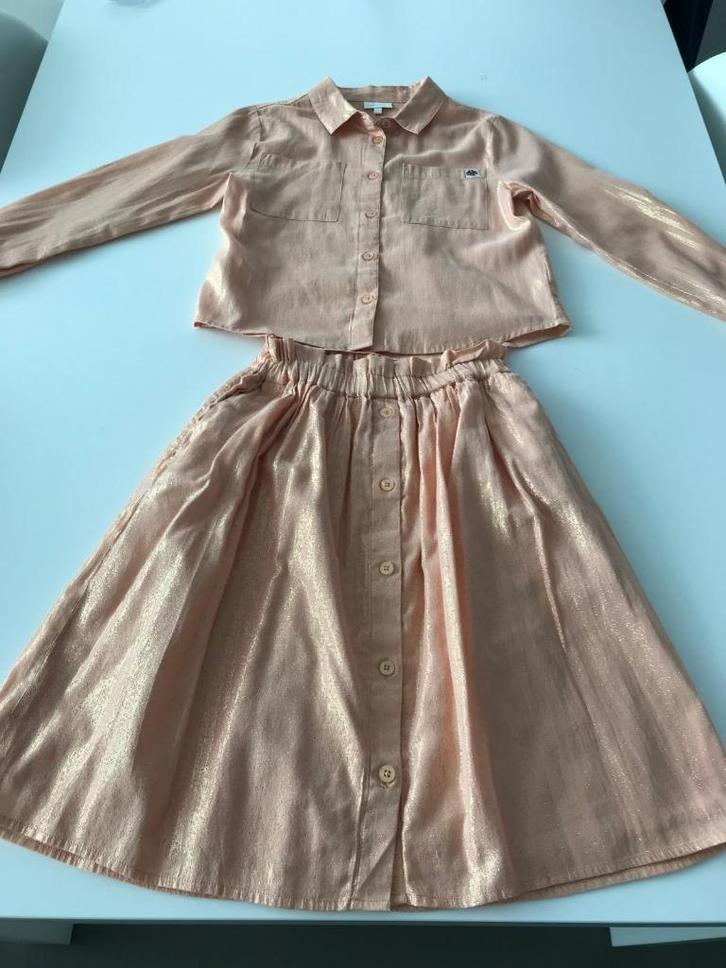Zalm met gouden hemd + rok van de communiecollectie Jbc maat, Kinderen en Baby's, Kinderkleding | Maat 140, Zo goed als nieuw
