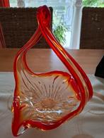 Glazen sierschaal met oranje-rode kleurtinten, Ophalen, Schaal, Overige vormen, Glas